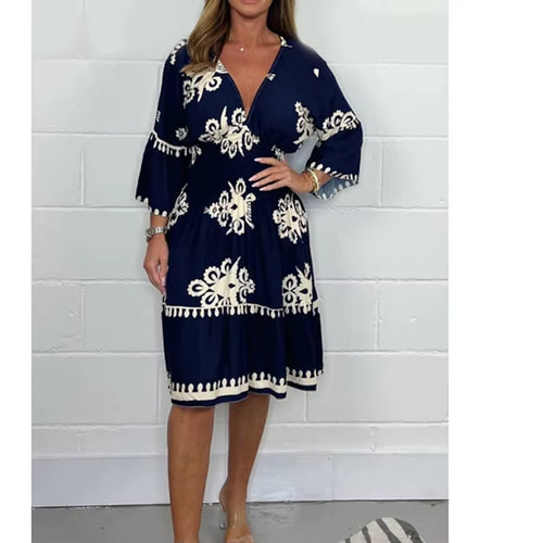 Elegant V-Neck Midi Dress – Effortless Grace for Every Occasion